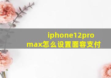 iphone12pro max怎么设置面容支付